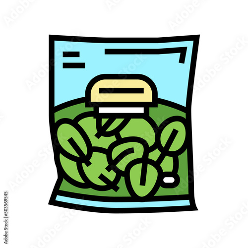 spinach package bag color icon vector. spinach package bag sign. isolated symbol illustration