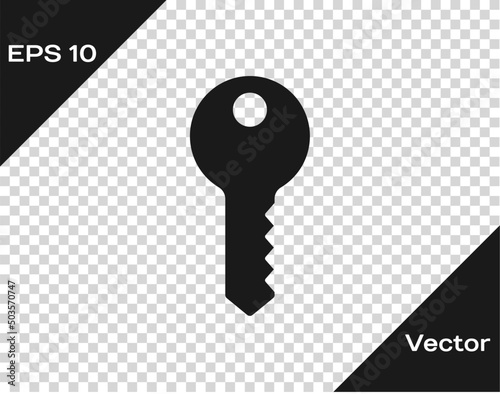Black House key icon isolated on transparent background. Vector