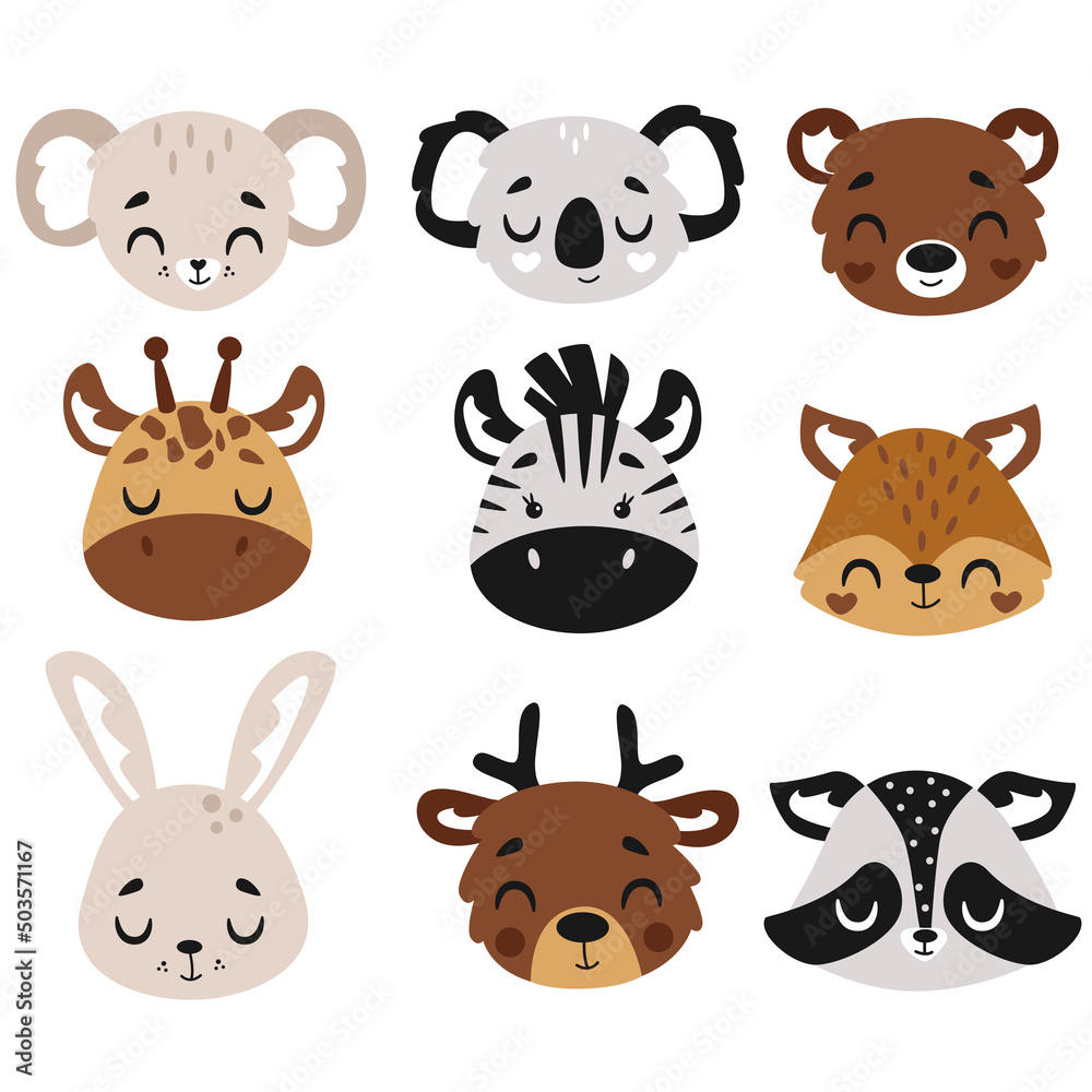 Obraz premium set of isolated animals head