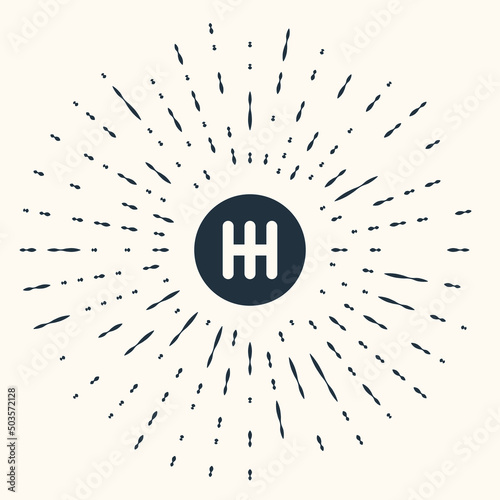 Grey Gear shifter icon isolated on beige background. Transmission icon. Abstract circle random dots. Vector