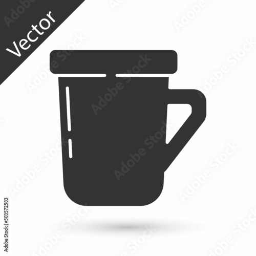 Grey Coffee cup icon isolated on white background. Tea cup. Hot drink coffee. Vector
