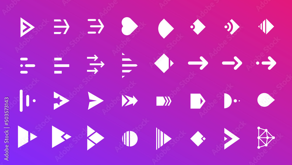 Swipe right button icon set. Application and social network scroll arrow pictogram for web design or app. Vector next direction white pointer ui interface element collection on gradient background Swipe right button icon set. Application and social network scroll arrow pictogram for web design or app. Vector next direction white pointer ui interface element collection on gradient background