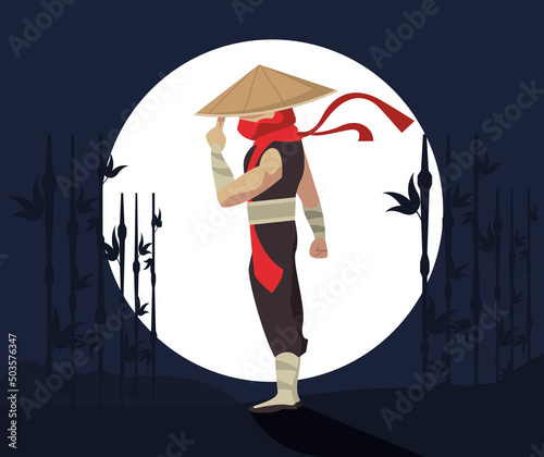 ninja warrior with hat