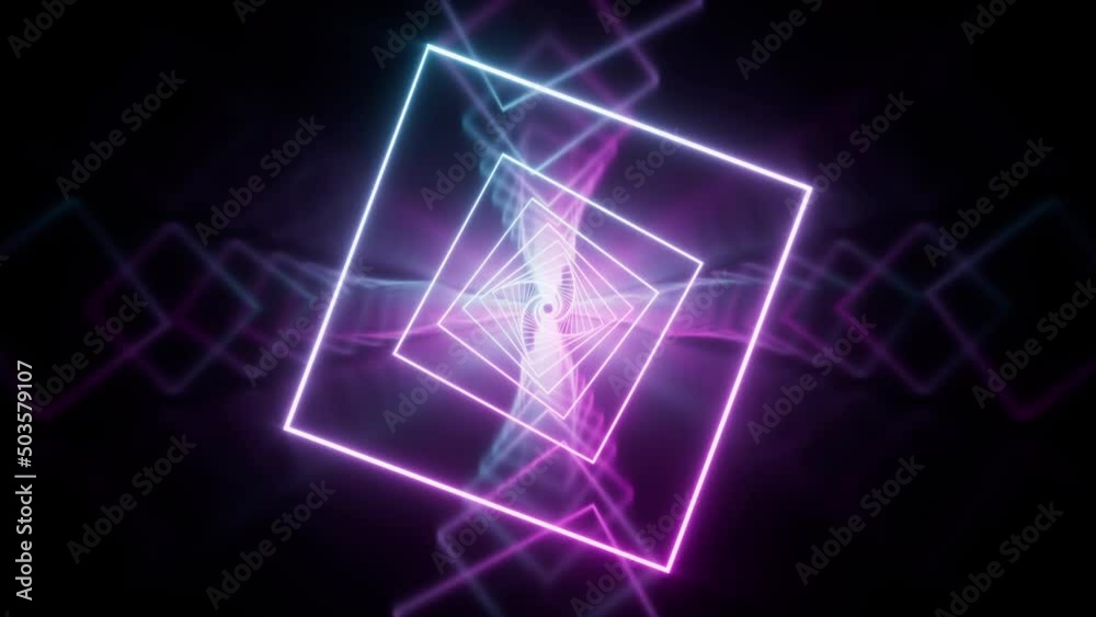Loop animation in glowing neon lines tunnel, 3d rendering. Loop animation in glowing neon lines tunnel, 3d rendering.