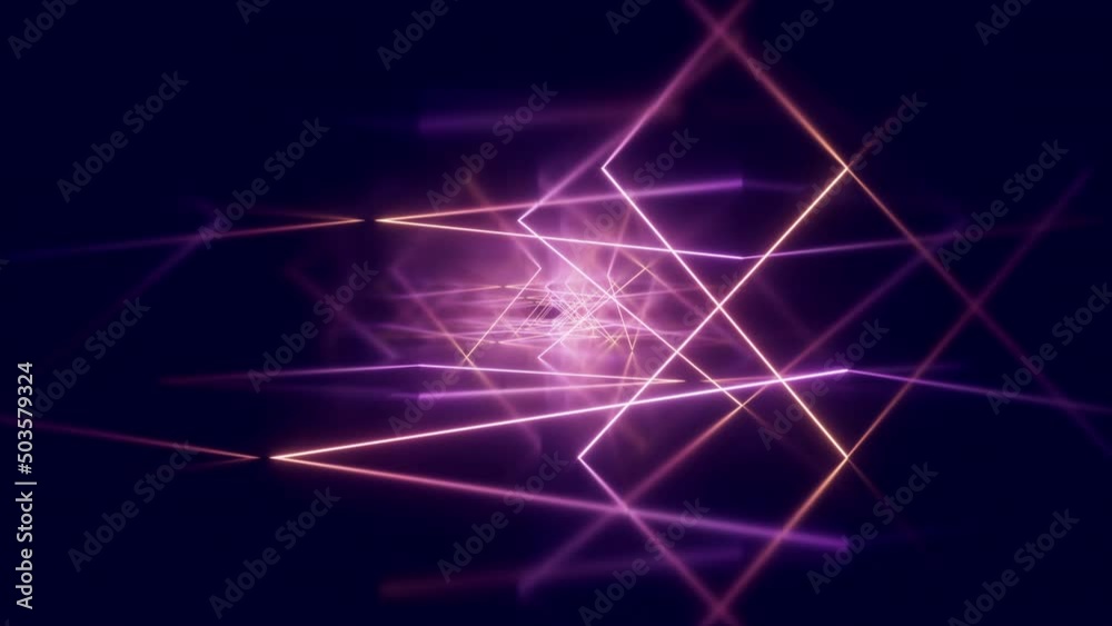 Loop animation in glowing neon lines tunnel, 3d rendering. Loop animation in glowing neon lines tunnel, 3d rendering.