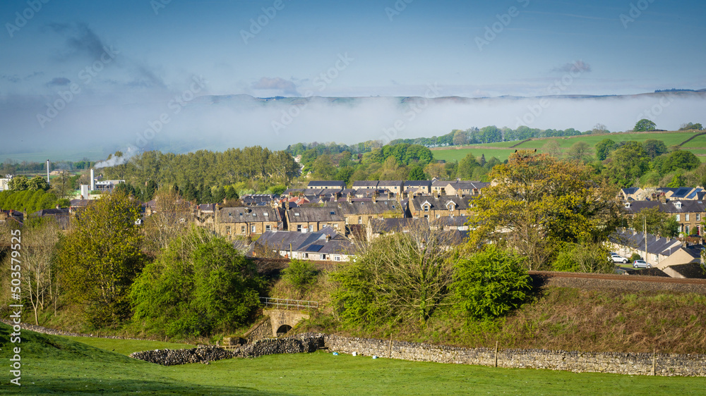 Cloud inversion nestling over the town of Settle in North Yorkshire