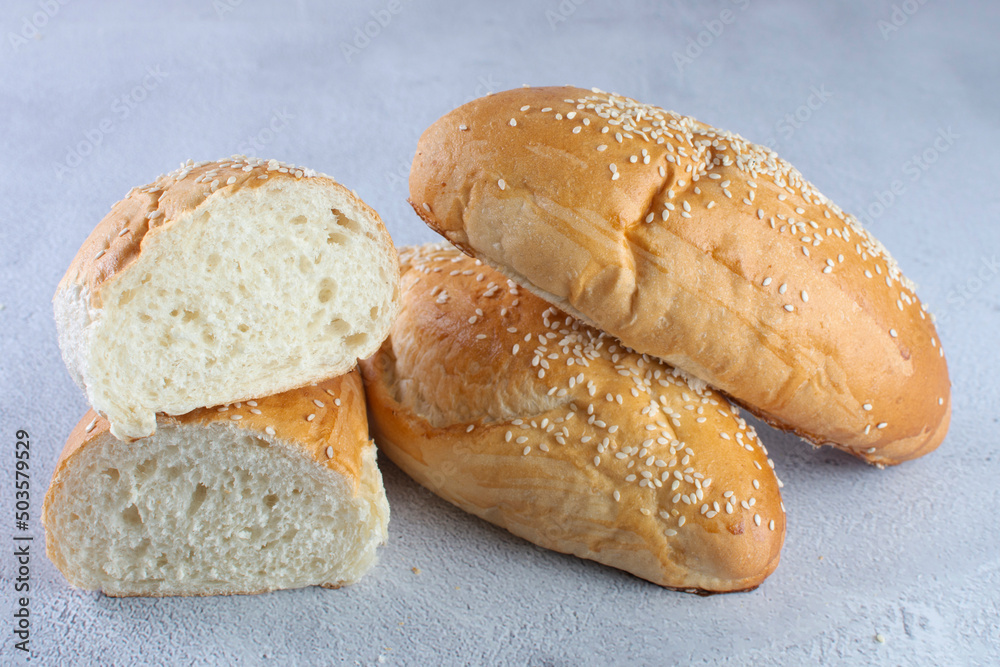 Traditional corn and sesame bread, displayed on gray background