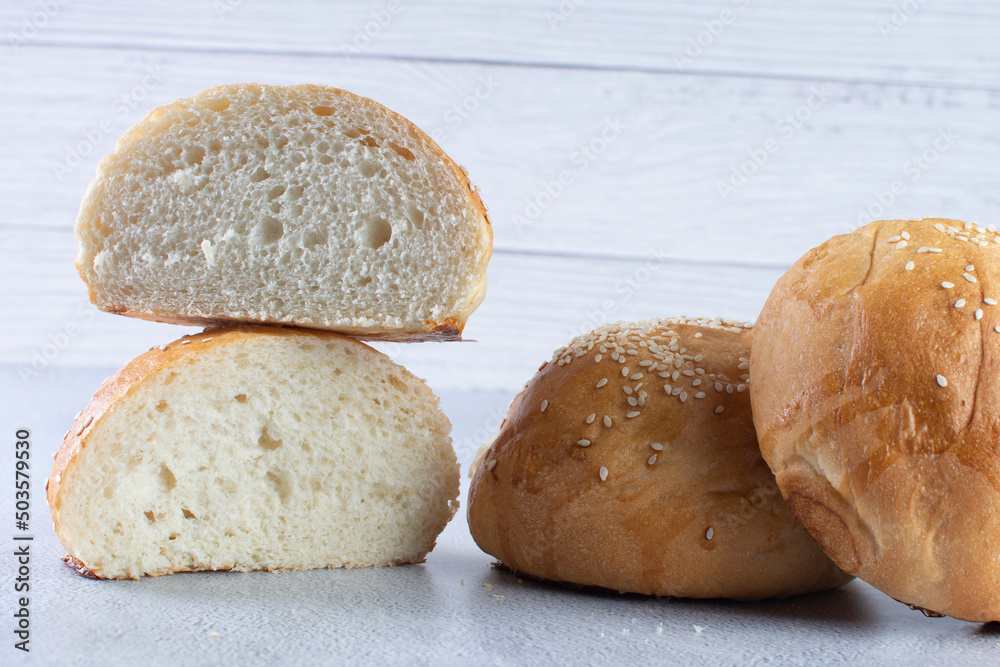 Traditional corn and sesame bread, displayed on gray background