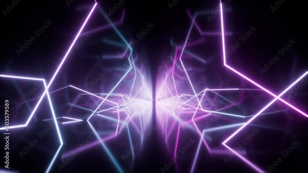 Loop animation in glowing neon lines tunnel, 3d rendering. Loop animation in glowing neon lines tunnel, 3d rendering.
