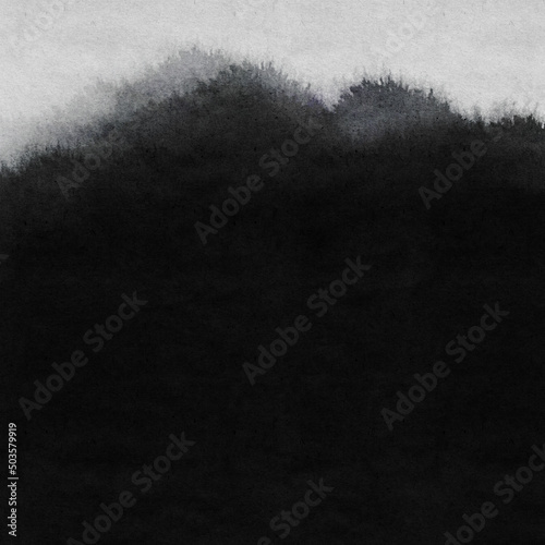 Custom Black Ink Paper Texture. Black Ink on White Textured Paper with Bleeding Edges. Background for Wedding Invitation or Custom Stationary.