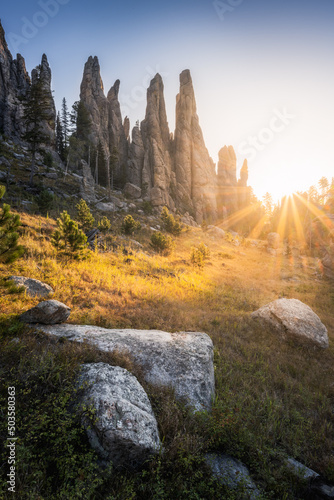 sunrise in the needles area of south dakota's custer state park © Mitch