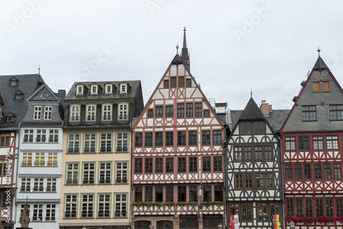 Front view of Roemerberg, Frankfurt, Germany, on a cloudy day photo