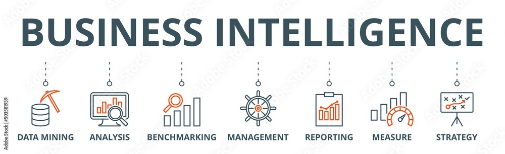 Business intelligence banner web icon vector illustration concept with ...