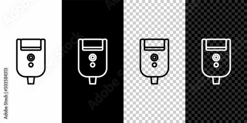 Set line Electric razor blade for men icon isolated on black and white background. Electric shaver. Vector Illustration