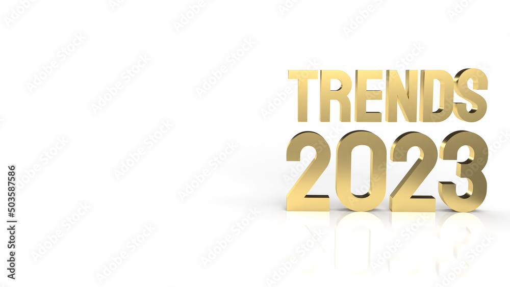trends 2023 gold text on white background 3d rendering