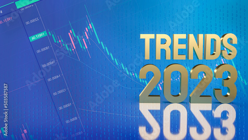 trends 2023 gold text on business background 3d rendering