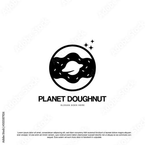 Creative planet doughnut logo design vector