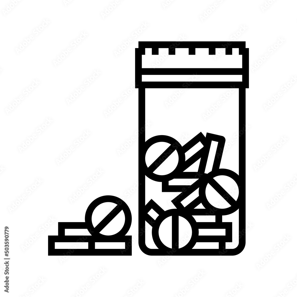 opiates drug pills package line icon vector. opiates drug pills package sign. isolated contour symbol black illustration - obrazy, fototapety, plakaty 
