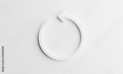 white arrow symbol on the ground moving in a circle,refresh arrow icon placed on a white background.3d illustration