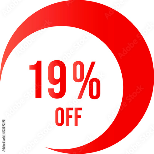 19 percent off with orange vector off circle format
