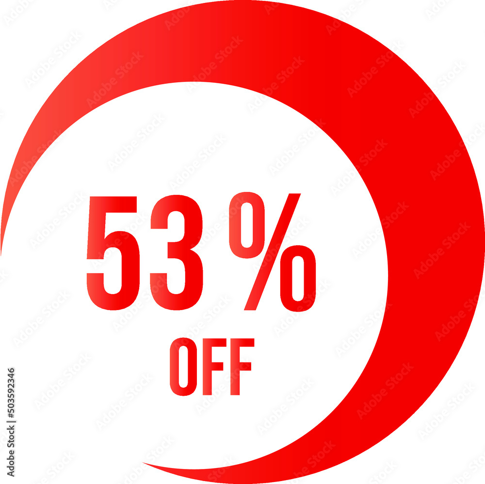 53 percent off with orange vector off circle format