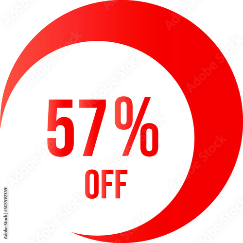 57 percent off with orange vector off circle format