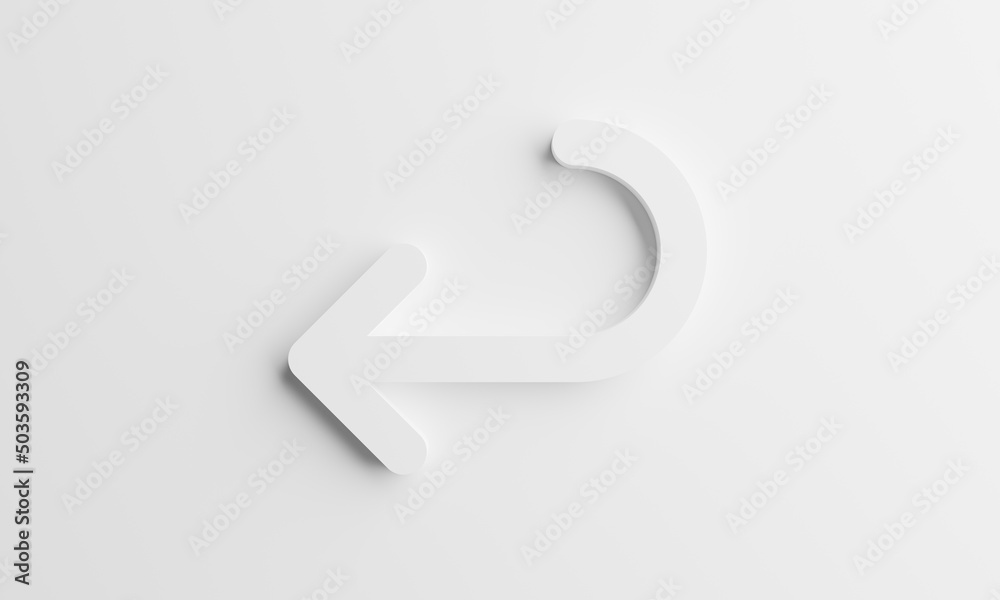 Rewind arrow symbol, refresh arrow icon placed on a white background,3d illustration Rewind arrow symbol, refresh arrow icon placed on a white background,3d illustration