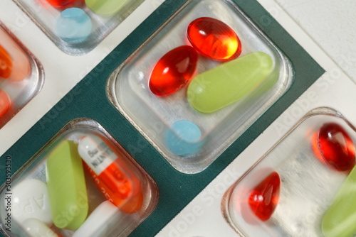 Medication bubble packs, blister cards pharmacy generated compliance packaging to organize medications doses up to four times a day.  Used by patients with complicated dosing