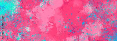 Grunge paint image in pink and light blue