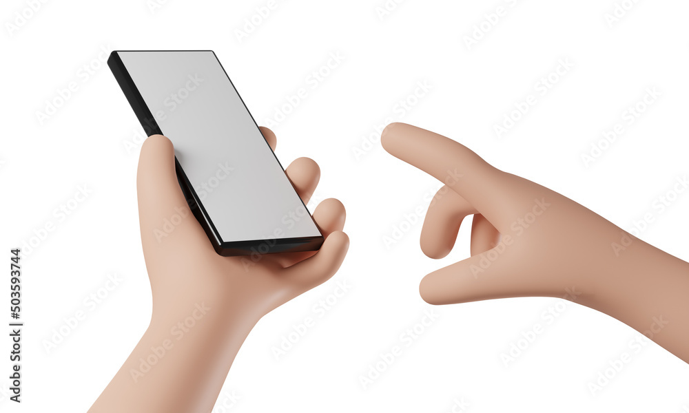 Cell Phone in hand with white background. 3D Rendering Cell Phone in hand with white background. 3D Rendering