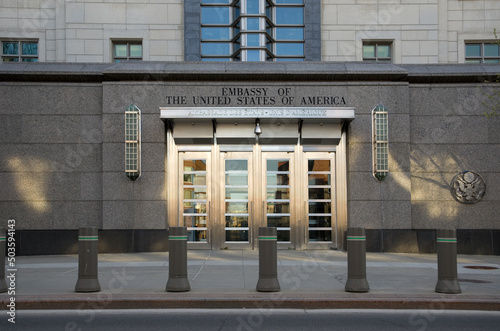 Front Entrance of the Embassy of America in Ottawa Ontario Canada