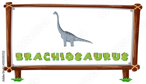 Frame template with dinosaurs and text brachiosaurus design inside