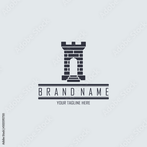 fortress castle tower logo template design for brand or company and other