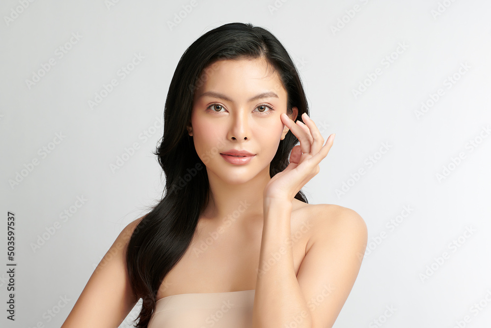 Beautiful young asian woman with clean fresh skin on white background, Face care, Facial treatment, Cosmetology, beauty and spa, Asian women portrait. Beautiful young asian woman with clean fresh skin on white background, Face care, Facial treatment, Cosmetology, beauty and spa, Asian women portrait.