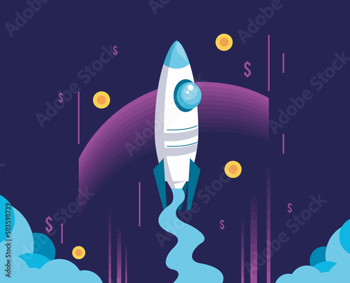 rocket with money symbols