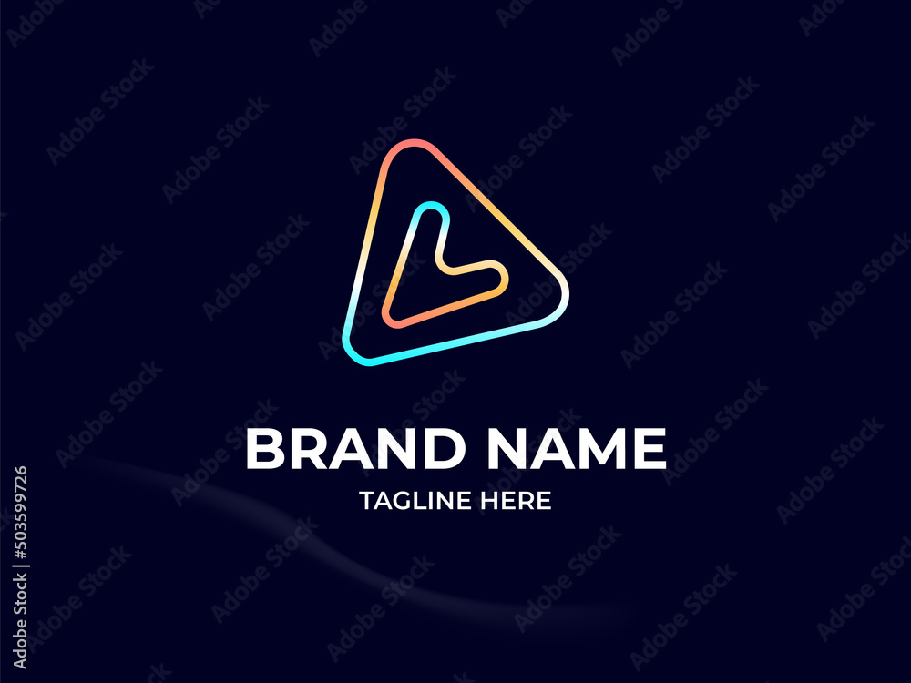 Modern Abstract Gradient video Player Line Based Triangles Creative Logo Design Modern Abstract Gradient video Player Line Based Triangles Creative Logo Design