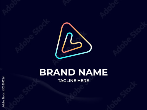 Modern Abstract Gradient video Player Line Based Triangles Creative Logo Design