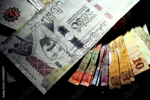 The Saudi riyal is the currency of Saudi Arabia. It is abbreviated as ر.س or SAR