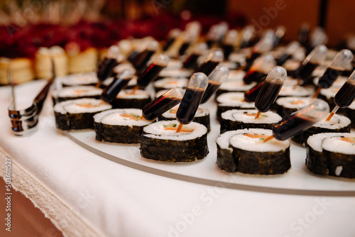 Closeup shot of the party furshet table photo