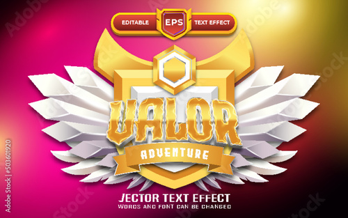 Valor 3d game logo with editable text effect