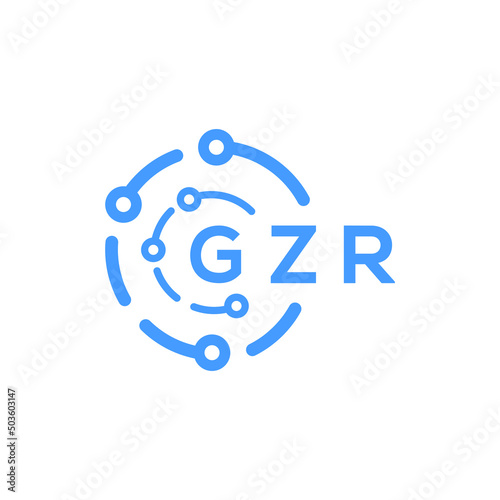 GZR technology letter logo design on white  background. GZR creative initials technology letter logo concept. GZR technology letter design.
 photo