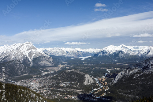 Banff Alberta Canada from the top of Sulphur Mountain in March