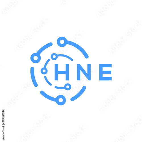 HNE technology letter logo design on white  background. HNE creative initials technology letter logo concept. HNE technology letter design.
 photo