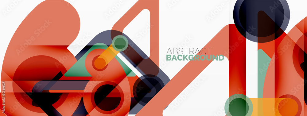 Geometric primitives. Lines, circles abstract background