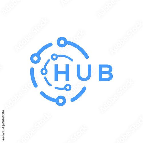 HUB technology letter logo design on white  background. HUB creative initials technology letter logo concept. HUB technology letter design.