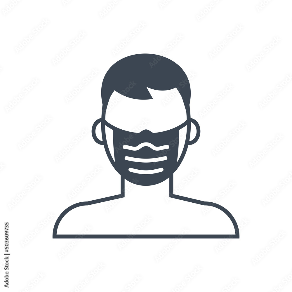 Man with medical mask related vector glyph icon Man with medical mask related vector glyph icon