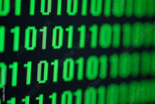 A stream of binary matrix code on the screen. numbers of the computer matrix. The concept of coding, hacker or mining of crypto-currency bitcoin. Vector illustration.