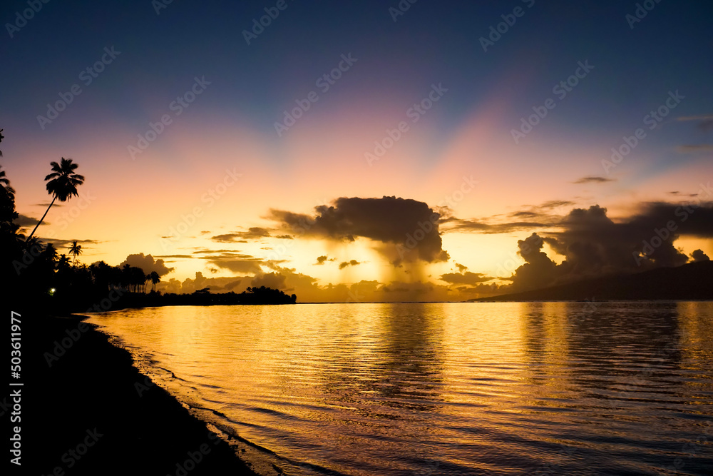 sunrise on the ocean in Mo'orea