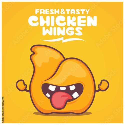 fried chicken wings cartoon. food vector illustration