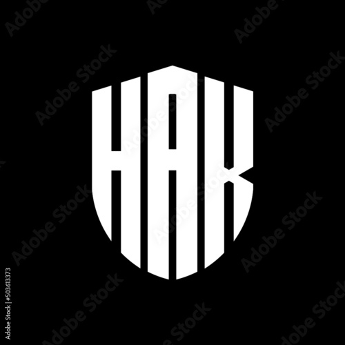HAK letter logo design. HAK modern letter logo with black background. HAK creative letter logo. simple and modern letter logo. vector logo modern alphabet font overlap style. Initial letters HAK © SabrinShaka